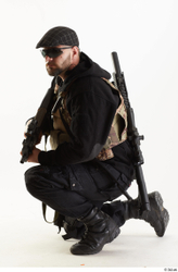 Whole Body Weapons-Rifle Man Pose with machine rifle White Army Athletic Bearded Studio photo references